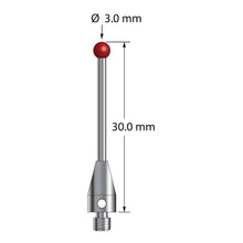 TM3-3030-TX-DS1.5 M3 stylus with 3.0mm ruby ball, carbide stem, and titanium base, 30.0mm long by Q-Mark Manufacturing, Inc.