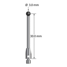 TM3-3031.5-DS2-SN M3 stylus with 3.0mm silicon nitride ball, carbide stem, and stainless steel base.