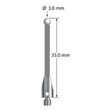 TM3-3033-TX-Z M3 stylus with 3.0mm zirconia ball, carbon fiber stem, and titanium base, 33.0mm long by Q-Mark Manufacturing, Inc.