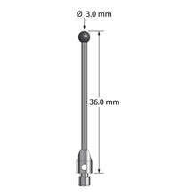 TM3-3036-DS1.5-SN M3 stylus with 3.0mm silicon nitride ball, carbide stem, stainless steel base, 35.0mm long.