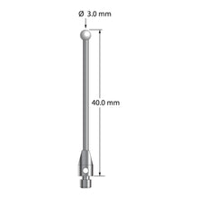 TM3-3040-DS1.5-Z M3 stylus with 3.0mm zirconia ball, carbide shaft, and stainless steel base, 40.0mm long by Q-Mark Manufacturing, Inc.