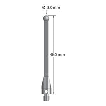 TM3-3040-TX-D M3 stylus with 3.0mm solid diamond sphere, carbon fiber stem, and titanium base, 40.0mm long.