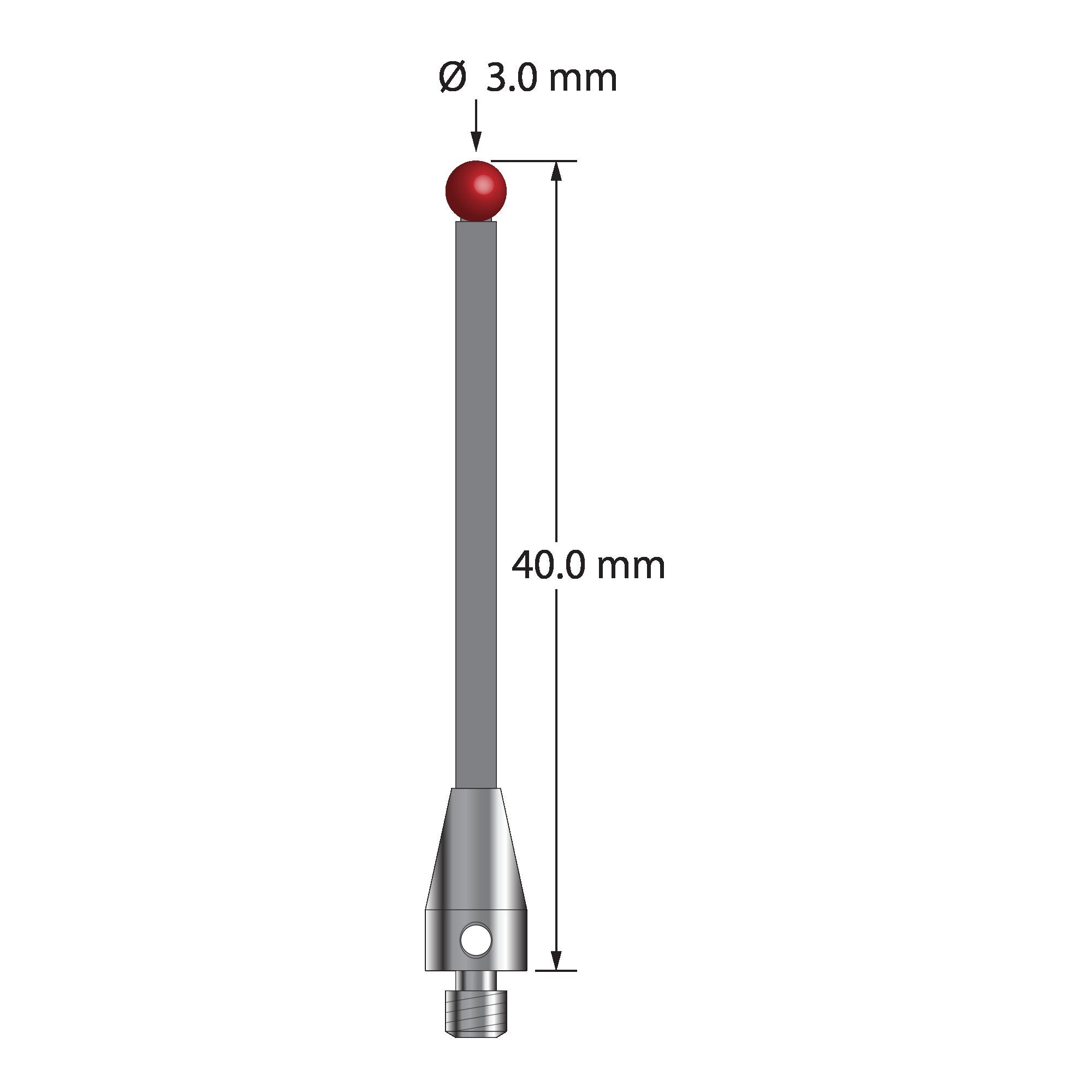 TM3-3040-TX M3 stylus with 3.0mm ruby ball, carbon fiber stem, and titanium base by Q-Mark Manufacturing, Inc.