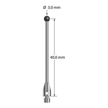 TM3-3041.5-DS1.5-SN M3 stylus with 3.0mm silicon nitride ball, carbide shaft, and stainless steel base.