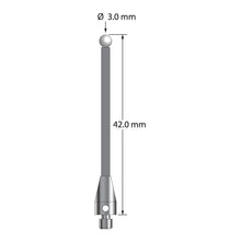 TM3-3042-TX-Z M3 stylus with 3.0mm zirconia ball, carbon fiber stem, and titanium base, 42.0mm long by Q-Mark Manufacturing, Inc.