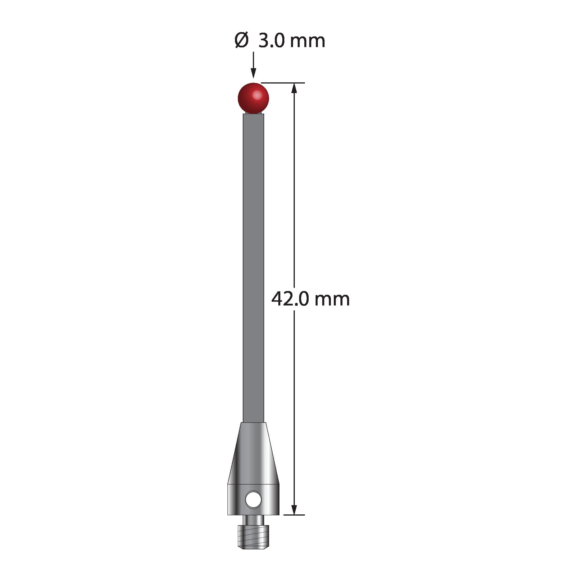 TM3-3042-TX M3 stylus with 3.0mm ruby ball, carbon fiber stem, and titanium base, 42mm long by Q-Mark Manufacturing, Inc.