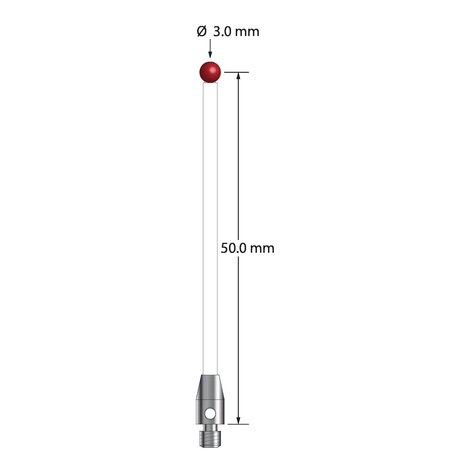 TM3-3051.5-C M3 stylus with 3.0mm ruby ball, ceramic stem, and stainless steel base by Q-Mark Manufacturing, Inc.