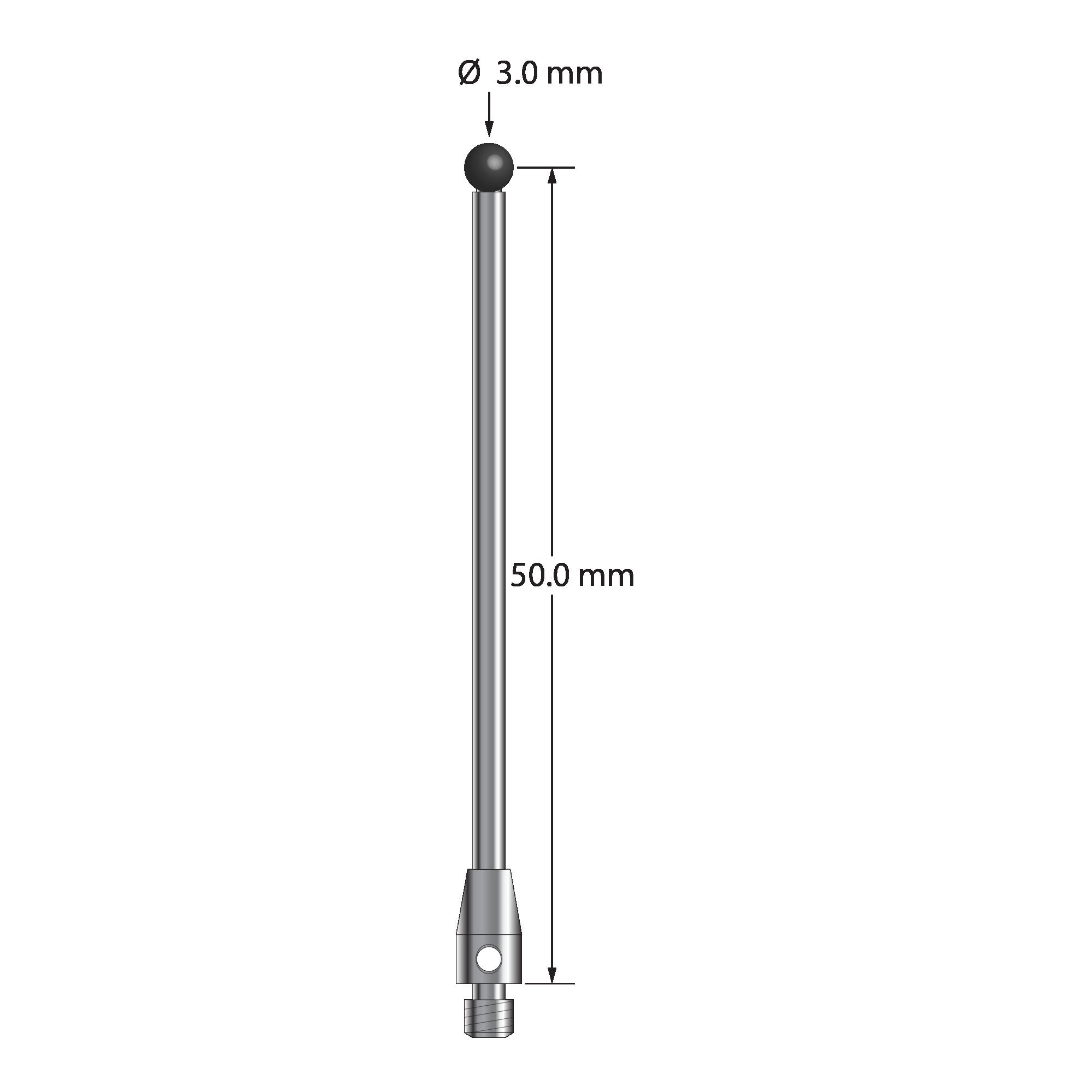TM3-3051.5-SN M3 stylus with 3.0mm silicon nitride ball, carbide stem, and stainless steel base by Q-Mark Manufacturing, Inc.