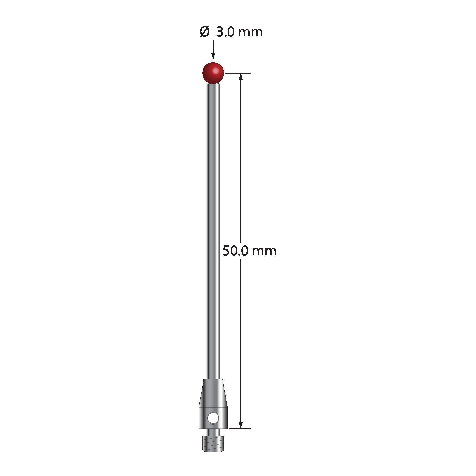 TM3-3051.5 M3 stylus with 3.0mm ruby ball, carbide stem, and stainless steel base by Q-Mark Manufacturing, Inc.