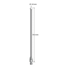 TM3-3070-Z M3 stylus with 3.0mm zirconia ball, carbide shaft, and stainless steel base, 70mm long.