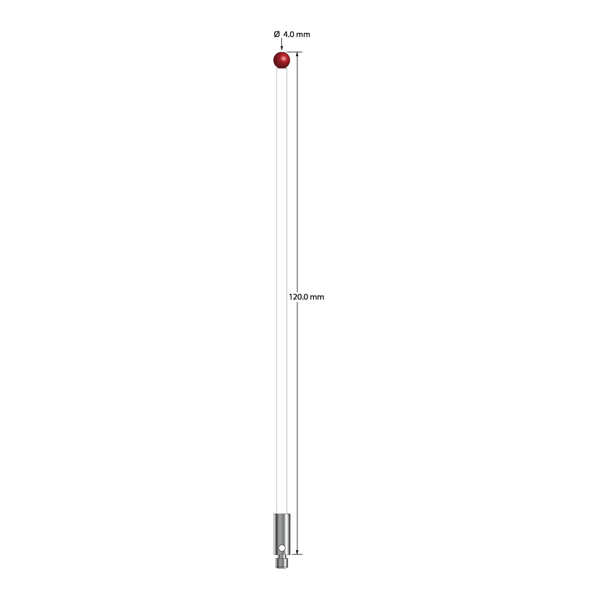TM3-40120-C M3 stylus with 4.0mm ruby ball, ceramic stem, and stainless steel base, 120mm long by Q-Mark Manufacturing, Inc.