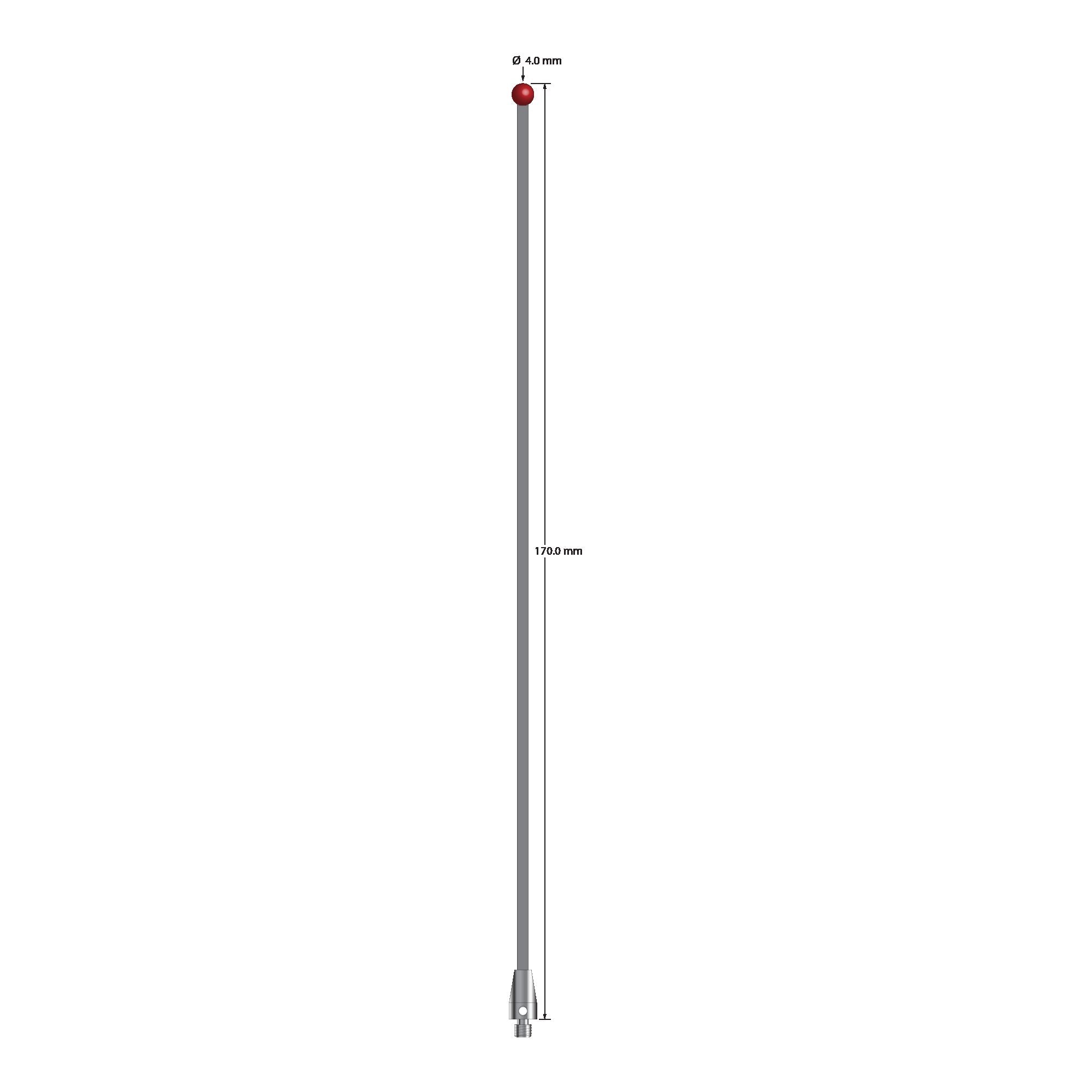 TM3-40170-TX M3 stylus with 4.0mm ruby ball, carbon fiber stem, and titanium base, 170mm long by Q-Mark Manufacturing, Inc.