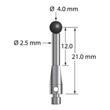 TM3-4023-S-SN M3 stylus with 4.0mm silicon nitride ball and stainless steel base, 21.0mm long by Q-Mark Manufacturing, Inc.