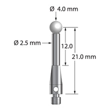 TM3-4023-S-Z M3 stylus with 4.0mm zirconia ball, stainless steel base, and 21.0mm length by Q-Mark Manufacturing, Inc.