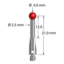 TM3-4023-S M3 stylus with 4.0mm ruby ball and stainless steel base, 21.0mm long by Q-Mark Manufacturing, Inc.