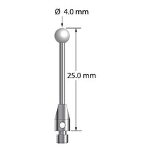TM3-4025-Z M3 stylus with 4.0mm zirconia ball, carbide stem, and stainless steel base, 25.0mm long by Q-Mark Manufacturing, Inc.