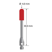 TM3-4030-B M3 ruby cylinder stylus with carbide stem and stainless steel base, 30mm long.