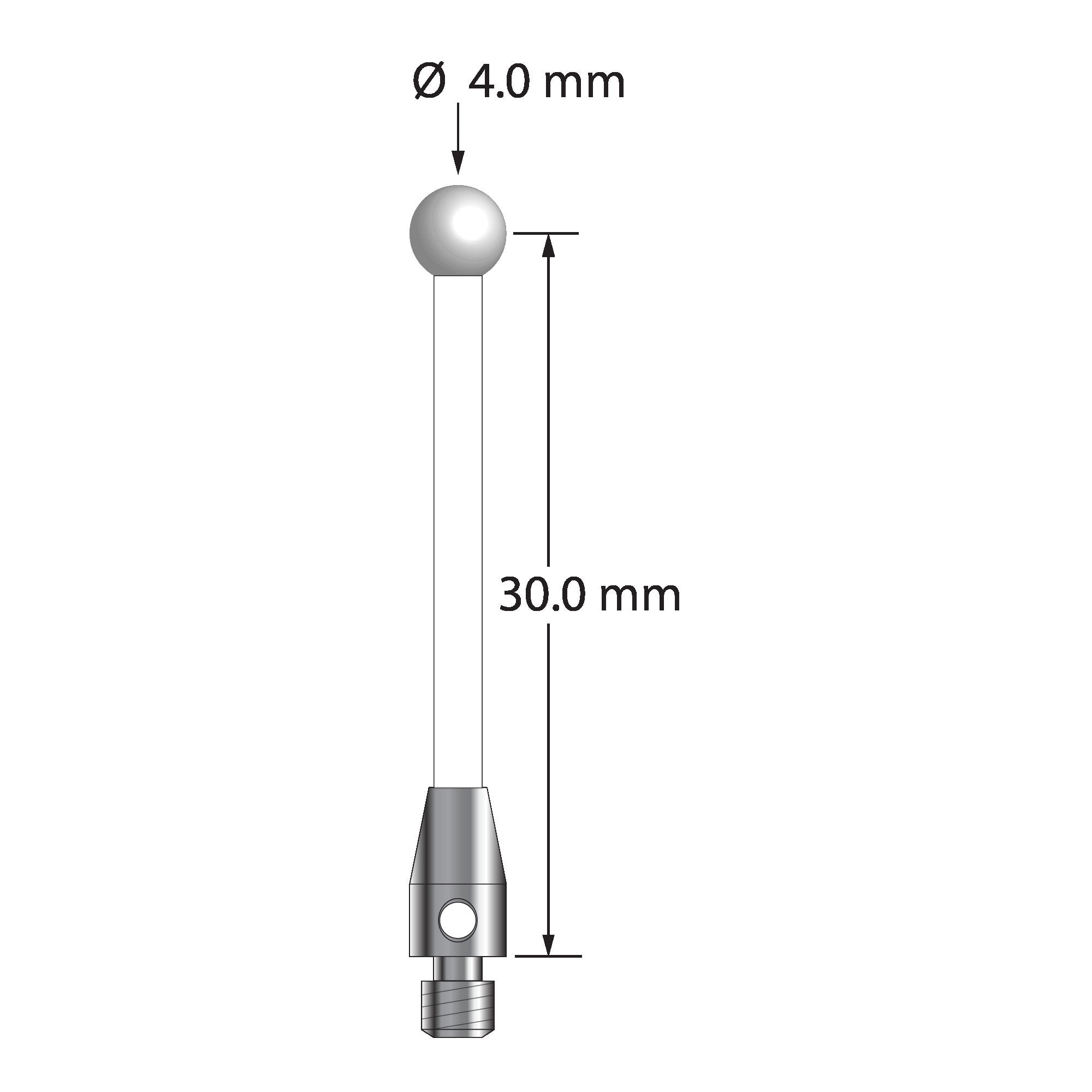 TM3-4032-C-Z M3 stylus with 4.0mm zirconia ball, ceramic stem, and stainless steel base by Q-Mark Manufacturing, Inc.
