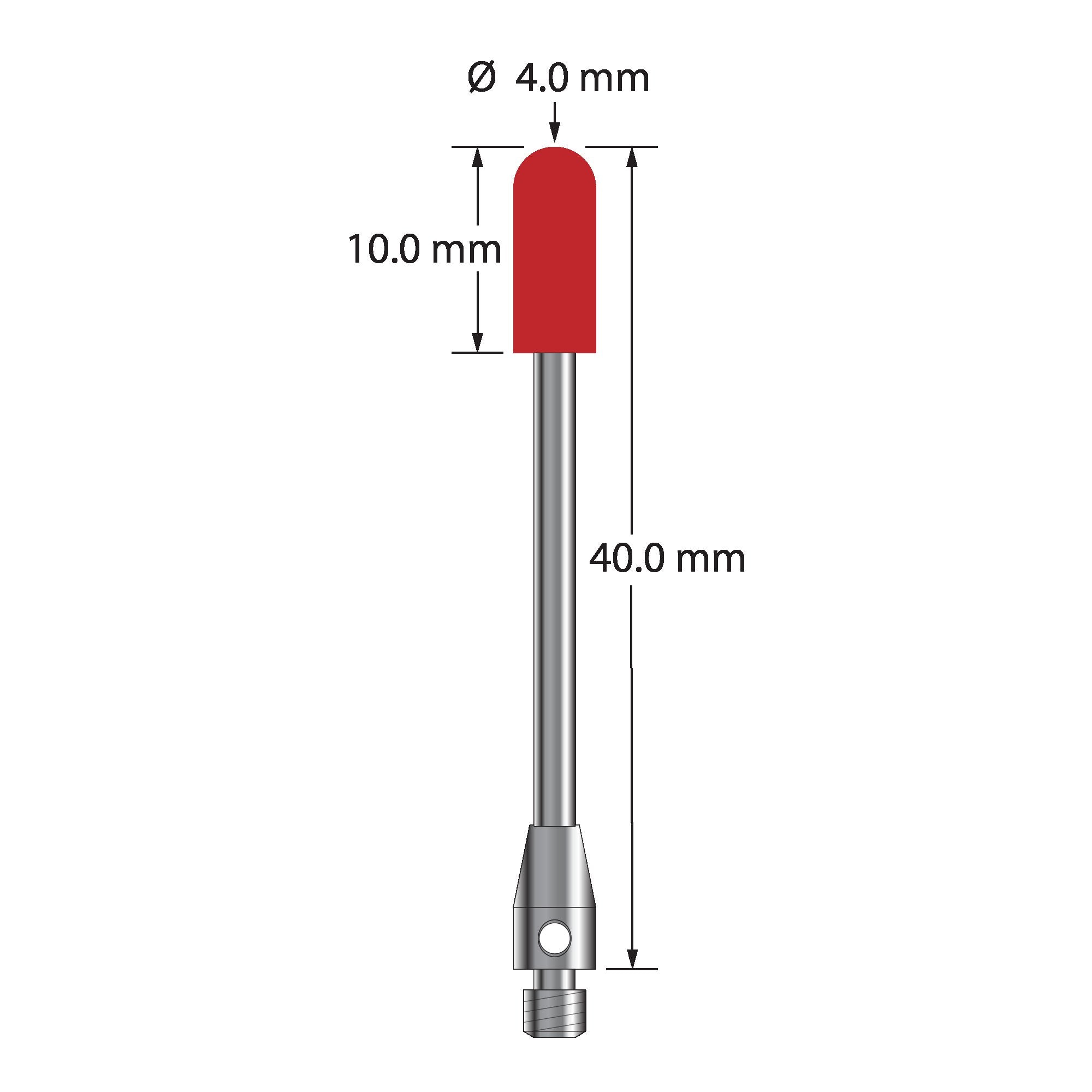 TM3-4040-B M3 stylus with 4.0mm ruby cylinder, carbide stem, and stainless steel base, 40.0mm long by Q-Mark Manufacturing, Inc.