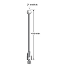 TM3-4040-Z M3 stylus with 4.0mm zirconia ball, carbide stem, and stainless steel base, 40.0mm long by Q-Mark Manufacturing, Inc.