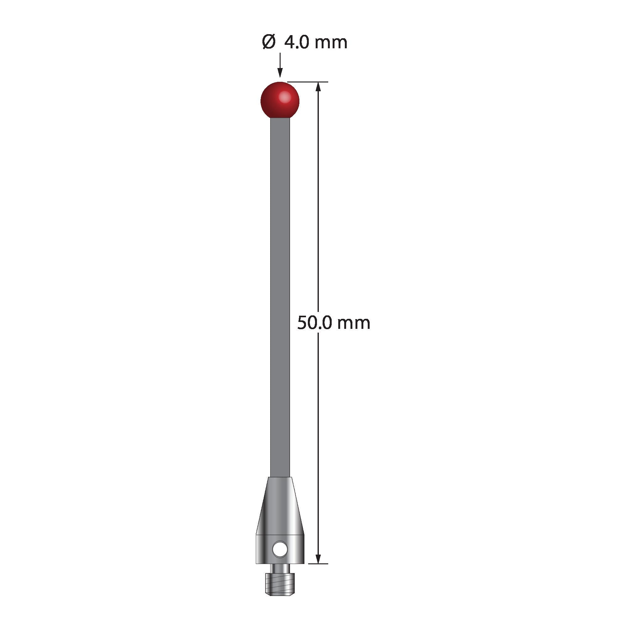 TM3-4050-TX M3 stylus with 4.0mm ruby ball, carbon fiber stem, and titanium base by Q-Mark Manufacturing, Inc.