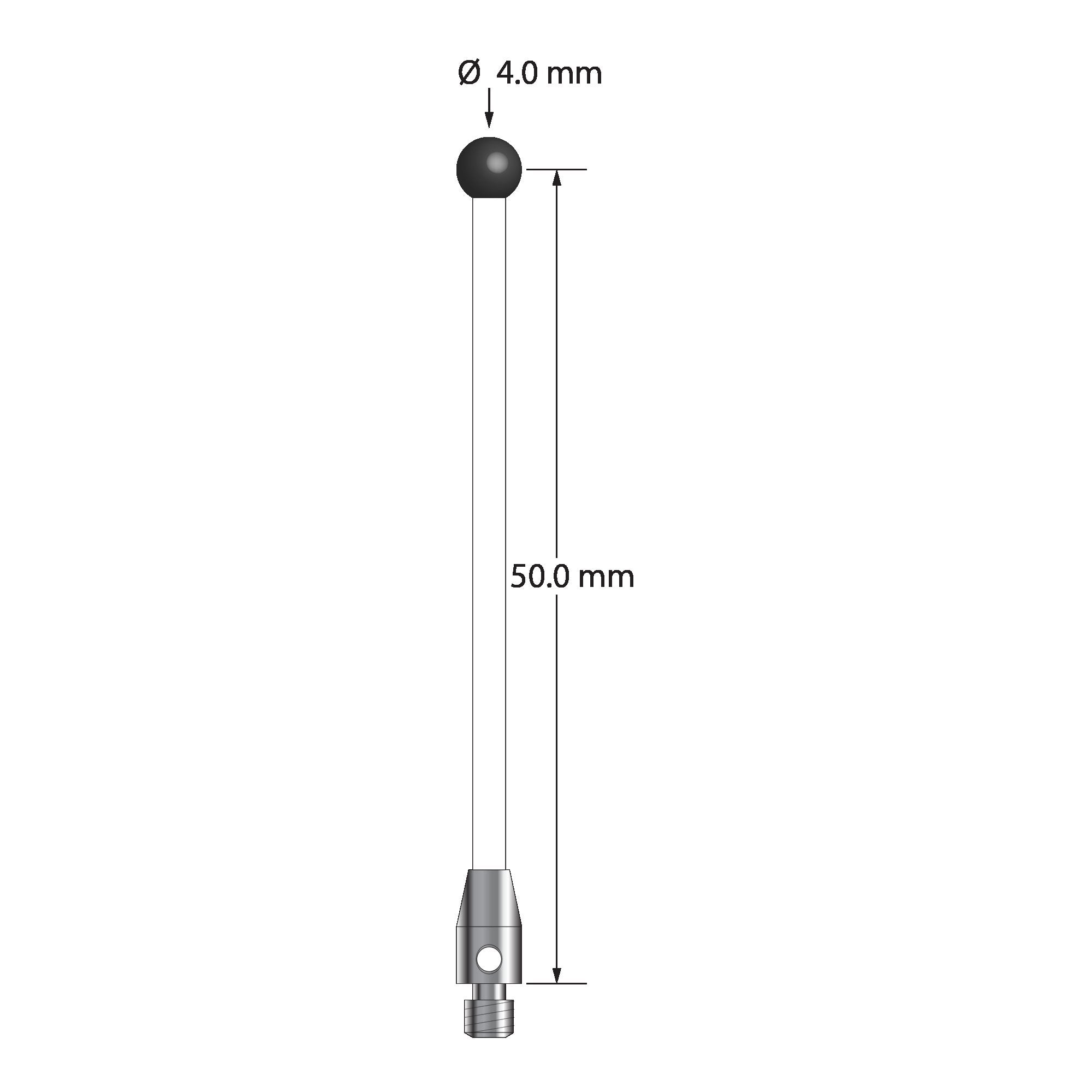 TM3-4052-C-SN M3 stylus, 4.0mm silicon nitride ball, ceramic shaft, stainless steel base, 50.0mm long by Q-Mark Manufacturing, Inc.