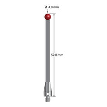 TM3-4052-TX M3 stylus with 4.0mm ruby ball, carbon fiber stem, and titanium base, 52.0mm long.