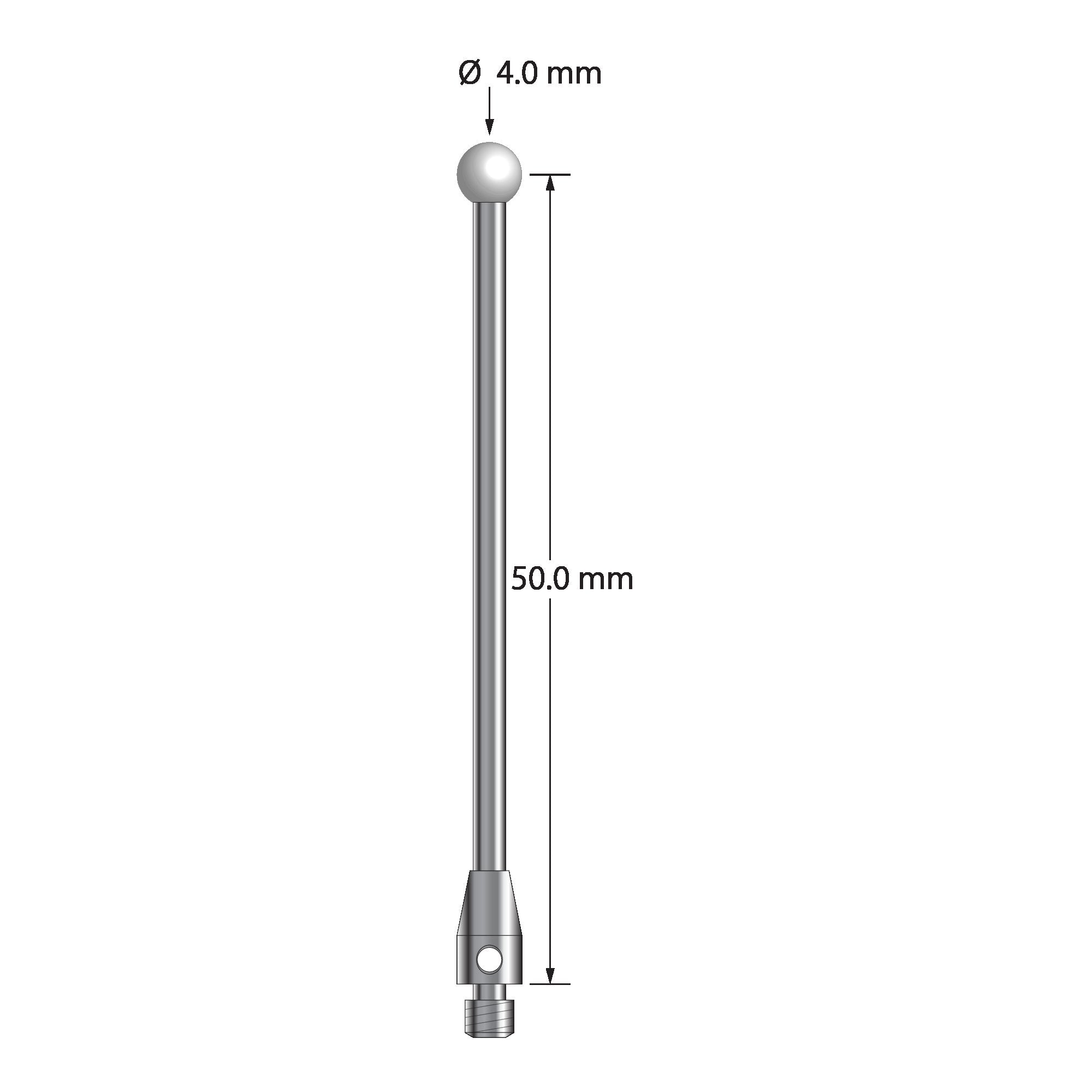 TM3-4052-Z M3 stylus with 4.0mm zirconia ball, carbide stem, and stainless steel base, 50mm long by Q-Mark Manufacturing, Inc.