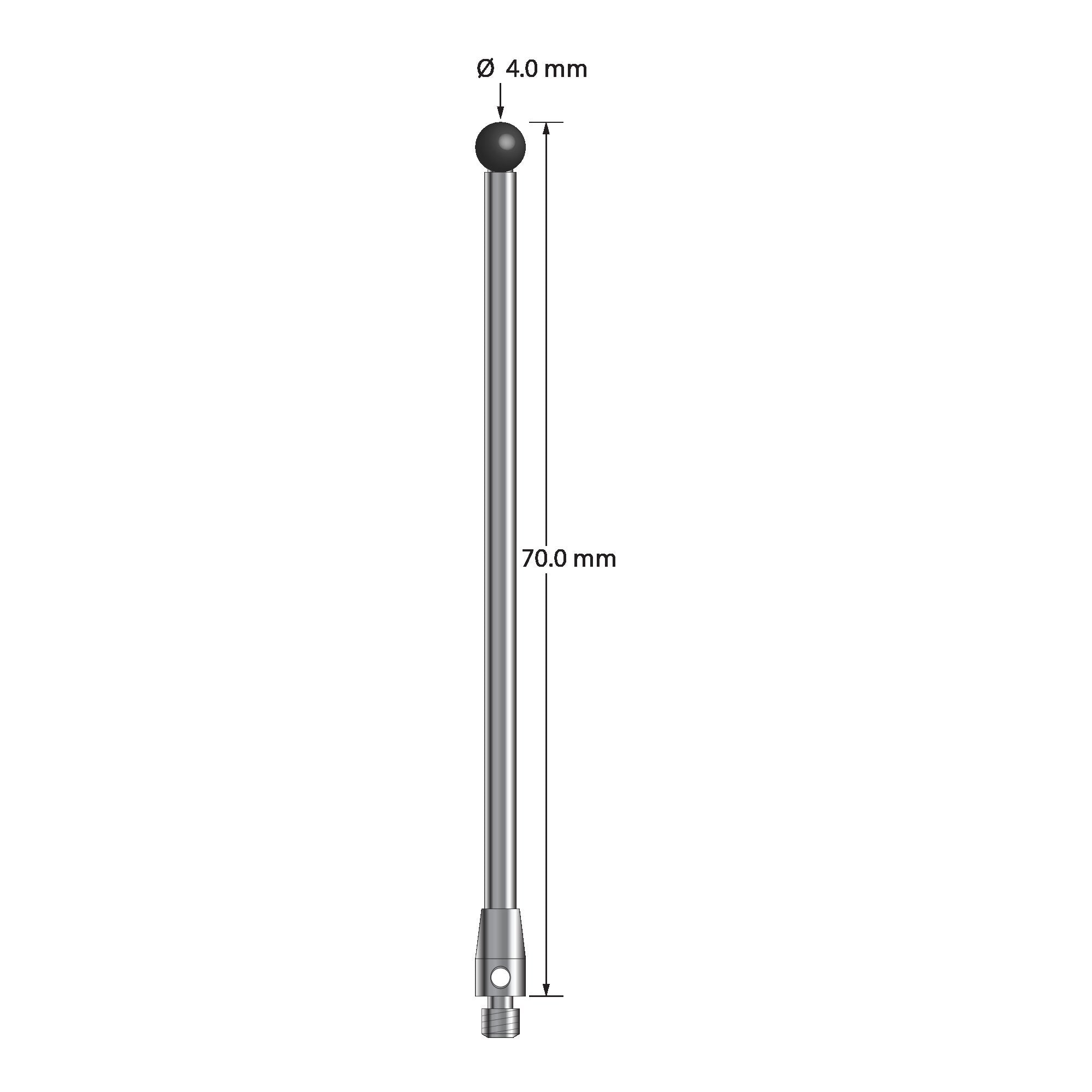 TM3-4070-SN M3 stylus with 4.0mm silicon nitride ball and stainless steel base, 70.0mm long by Q-Mark Manufacturing, Inc.