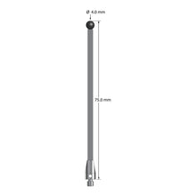 TM3-4075-TX-SN M3 stylus with 4.0mm silicon nitride ball, carbon fiber stem, and titanium base, 75mm long.
