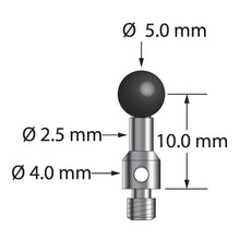 TM3-5010-S-SN M3 stylus with 5.0mm silicon nitride ball and stainless steel stem, 10.0mm length.