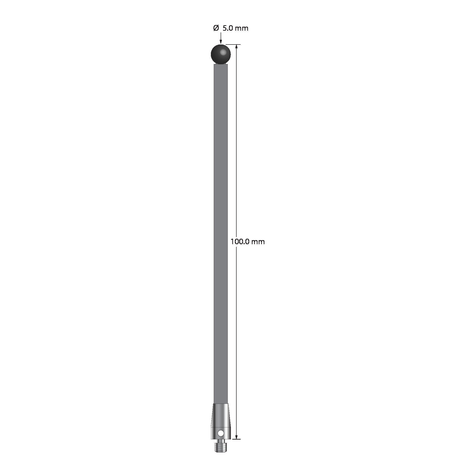 TM3-50100-TX-SN M3 stylus, 5.0mm silicon nitride ball, carbon fiber stem, titanium base, 100mm long by Q-Mark Manufacturing, Inc.