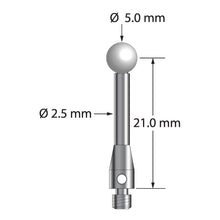 TM3-5023.5-S-Z M3 stylus with 5.0mm zirconia ball and stainless steel body, 21.0mm long by Q-Mark Manufacturing, Inc.