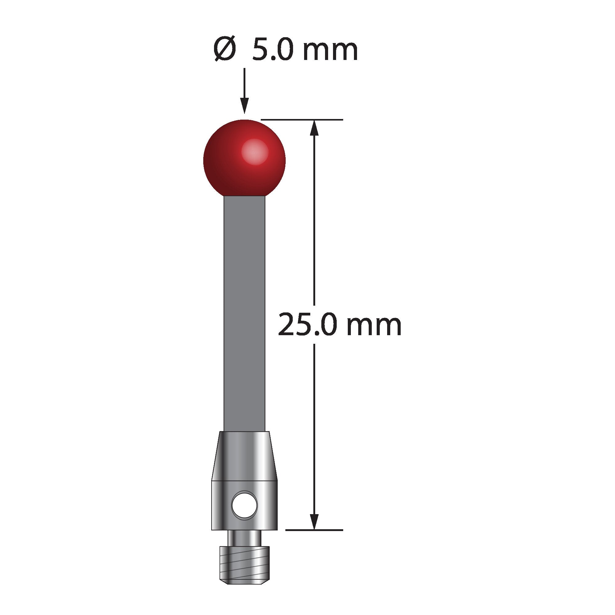 TM3-5025-G M3 stylus with ruby ball, carbon fiber stem, and stainless steel base, 25mm long by Q-Mark Manufacturing, Inc.