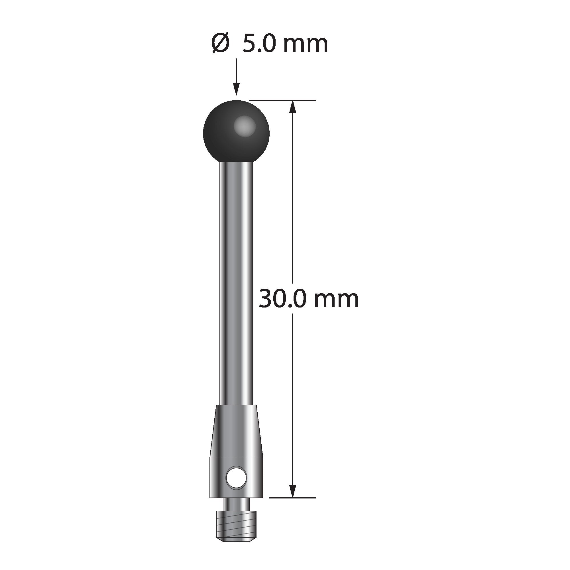 TM3-5030-SN M3 stylus with 5.0mm silicon nitride ball and carbide stem, 30.0mm long by Q-Mark Manufacturing, Inc.
