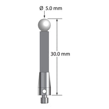 TM3-5030-TX-Z M3 stylus with 5.0mm zirconia ball, carbon fiber stem, and titanium base, 30.0mm long by Q-Mark Manufacturing, Inc.