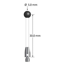 TM3-5032.5-C-SN M3 stylus with 5.0mm silicon nitride ball, ceramic stem, and stainless steel base.