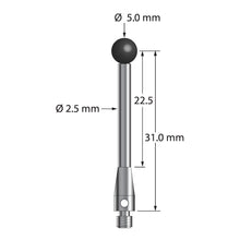 TM3-5033.5-S-SN M3 stylus with 5.0mm silicon nitride ball and stainless steel body, 31.0mm length.