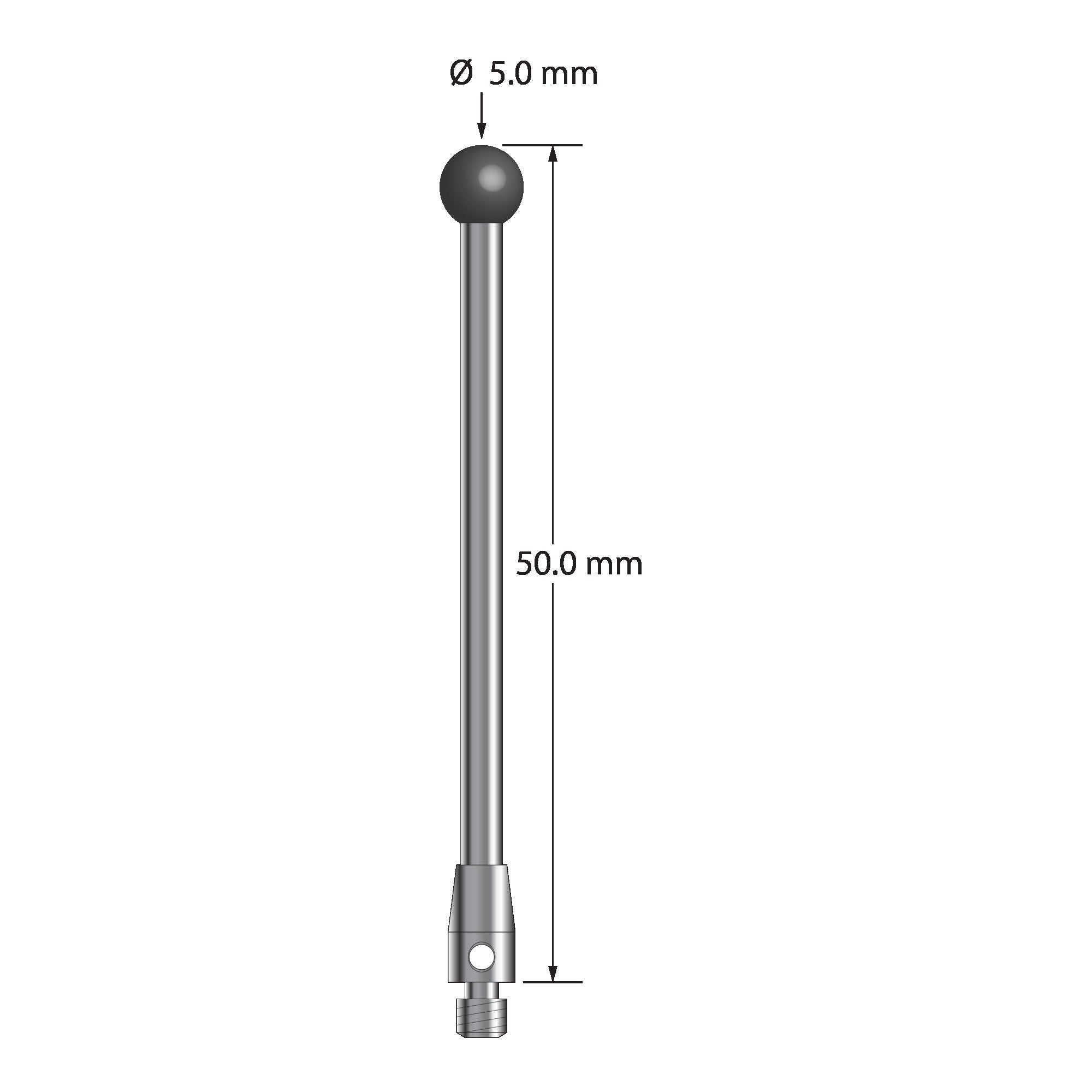 TM3-5050-SN M3 stylus with 5.0mm silicon nitride ball, carbide stem, and stainless steel base, 50.0mm long by Q-Mark Manufacturing, Inc.