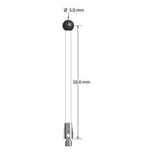TM3-5052.5-C-SN M3 stylus with 5.0mm silicon nitride ball, ceramic stem, and stainless steel base, 50mm long.