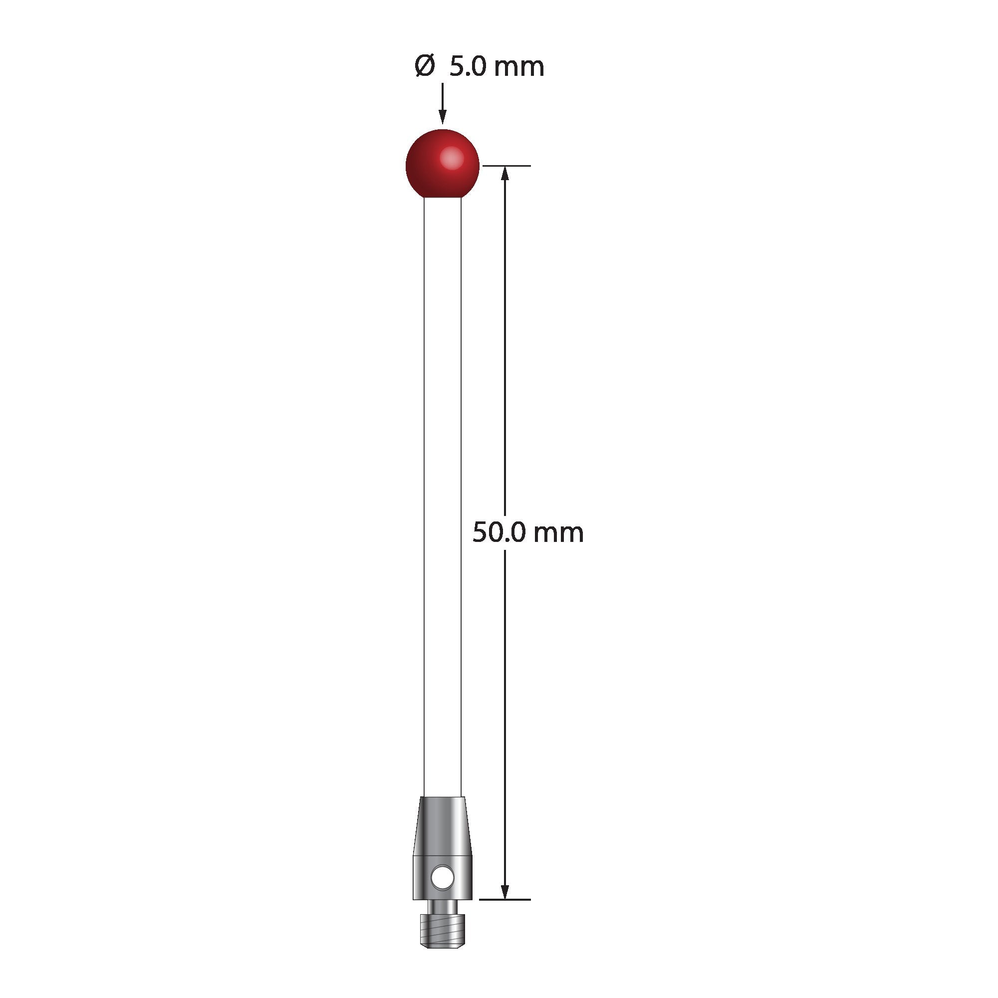 TM3-5052.5-C M3 stylus, 5.0mm ruby ball, ceramic stem, 50.0mm long by Q-Mark Manufacturing, Inc.