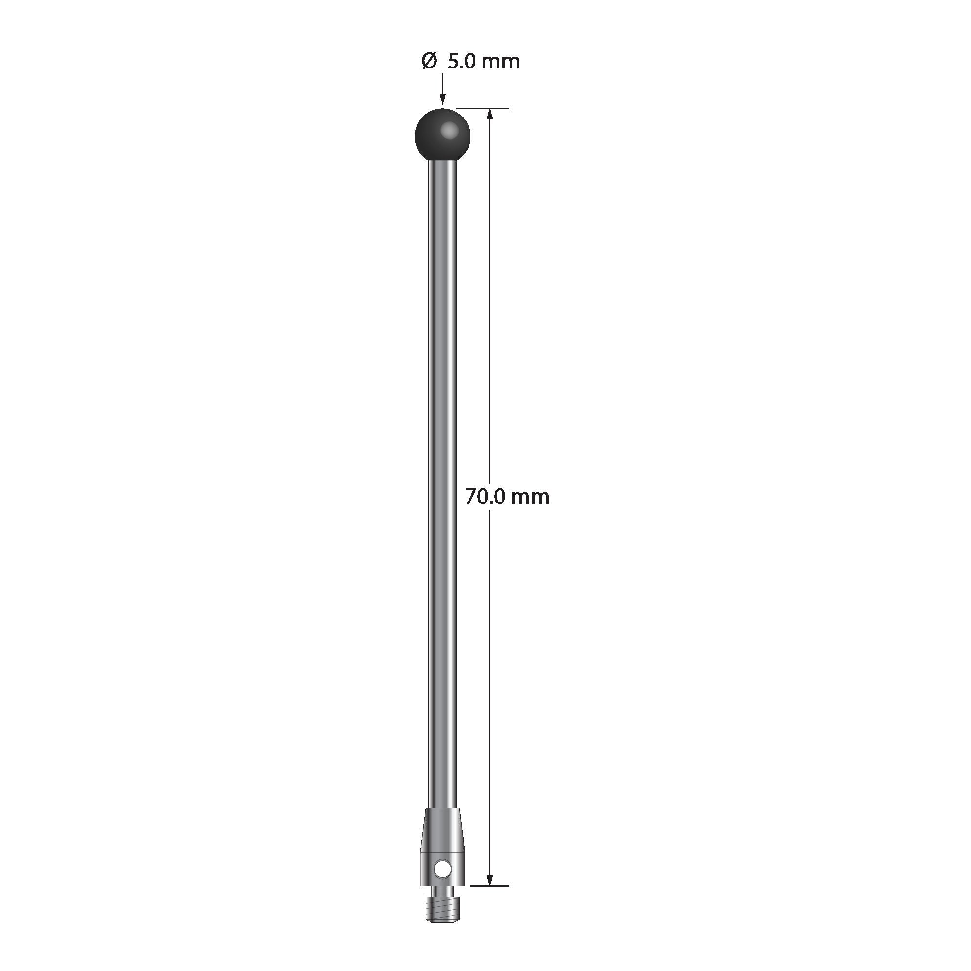 TM3-5070-SN M3 stylus with 5.0mm silicon nitride ball and carbide stem, 70.0mm long by Q-Mark Manufacturing, Inc.
