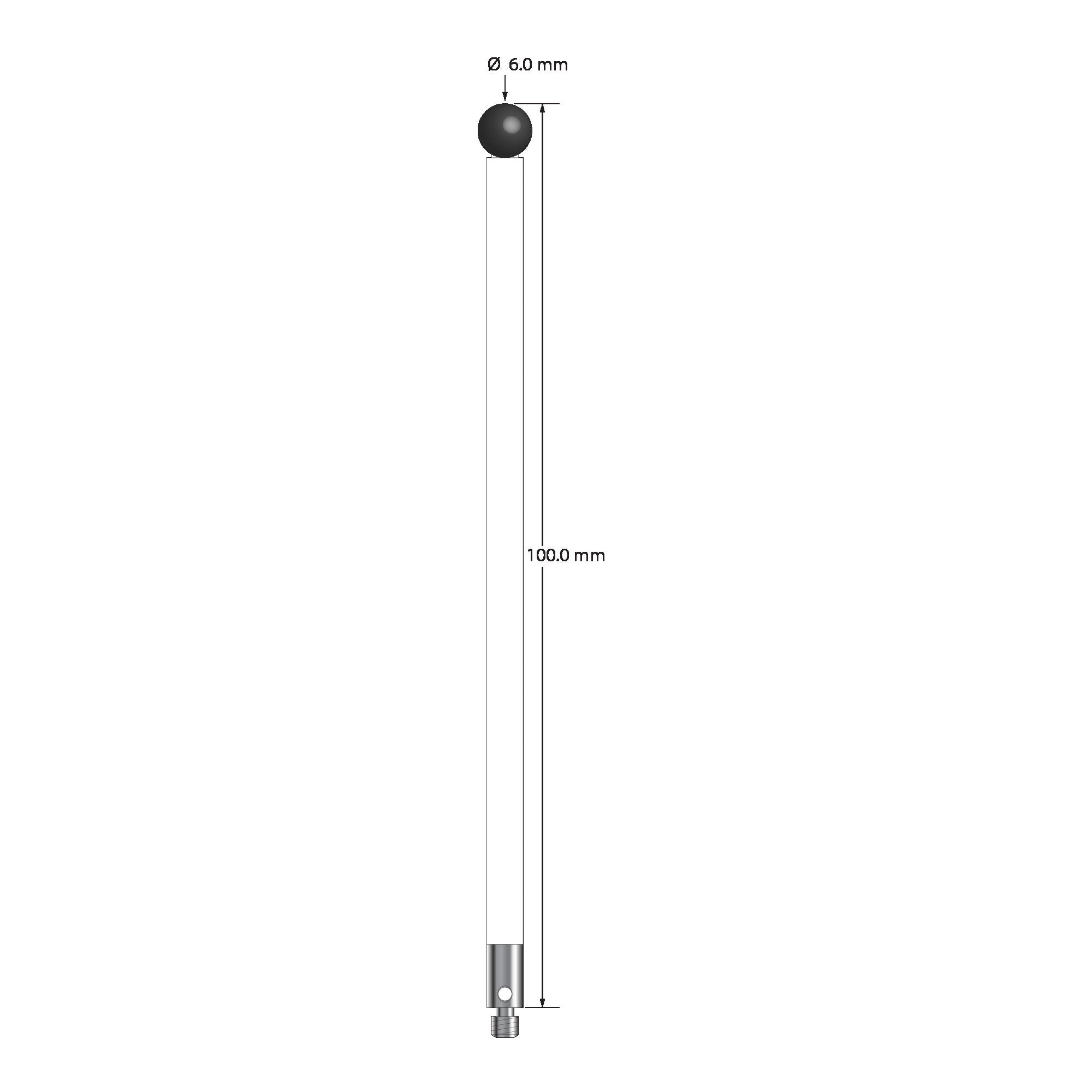 TM3-60100-C-SN M3 stylus with 6mm silicon nitride ball, ceramic stem, and stainless steel base, 100mm long by Q-Mark Manufacturing, Inc.