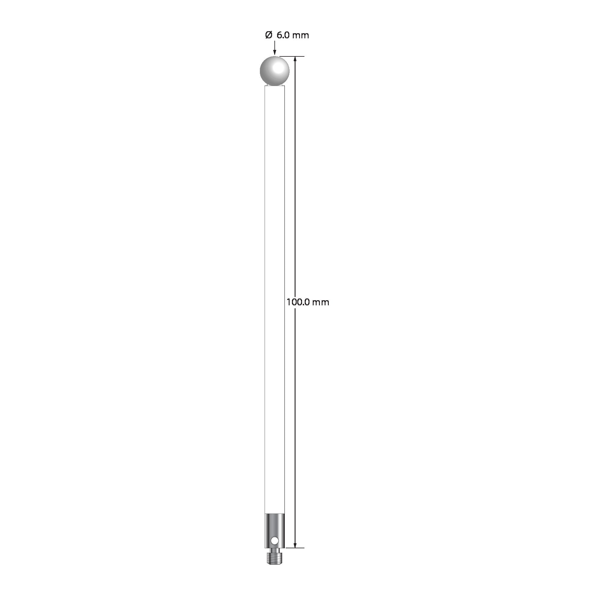 TM3-60100-C-Z M3 stylus with 6.0mm zirconia ball, ceramic stem, and stainless steel base, 100mm long by Q-Mark Manufacturing, Inc.