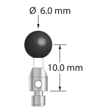 TM3-6013-C-SN M3 stylus with 6.0mm silicon nitride ball, ceramic stem, and stainless steel base.
