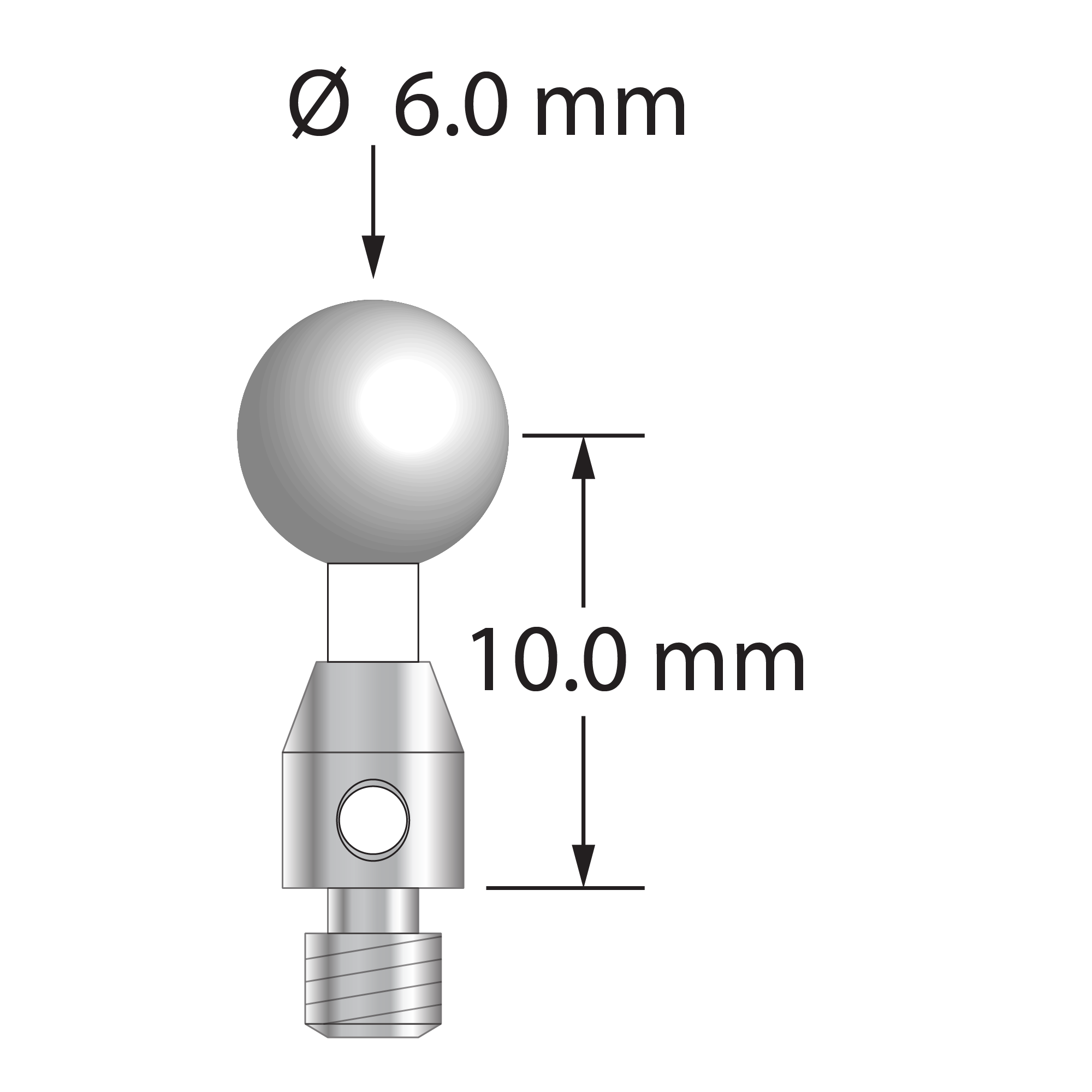 TM3-6013-C-Z M3 stylus with 6.0mm zirconia ball, ceramic stem, and stainless steel base by Q-Mark Manufacturing, Inc.