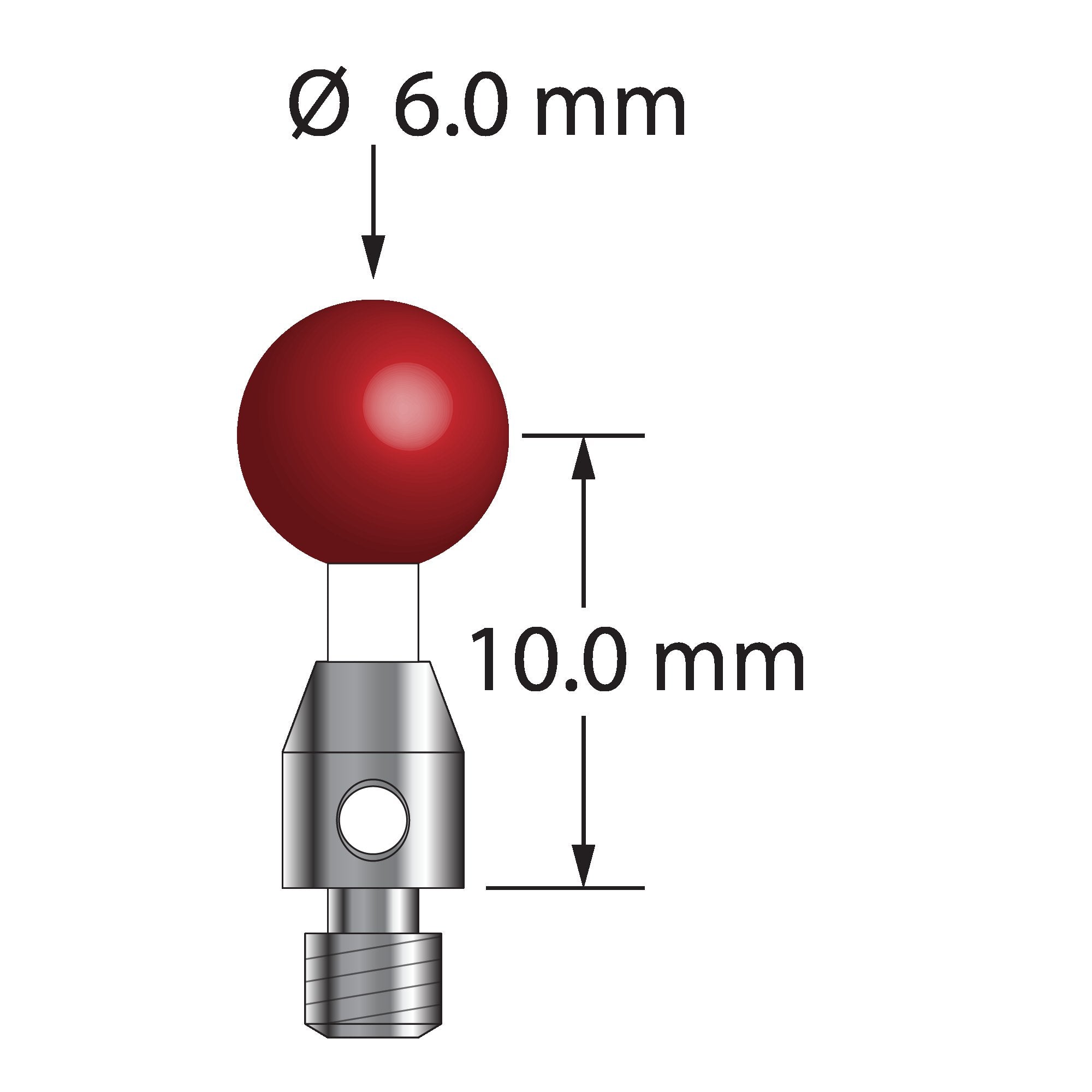 TM3-6013-C M3 stylus with 6.0mm ruby ball, ceramic stem, and stainless steel base by Q-Mark Manufacturing, Inc.