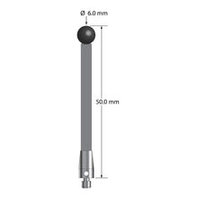 TM3-6050-TX-SN M3 stylus with 6.0mm silicon nitride ball, carbon fiber stem, titanium base, 50mm long.