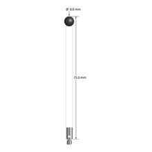 TM3-6075-C-SN M3 stylus with 6.0mm silicon nitride ball, ceramic stem, and stainless steel base, 75mm long.
