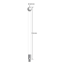 TM3-6075-C-Z M3 stylus with 6.0mm zirconia ball, ceramic stem, and stainless steel base, 75mm long.